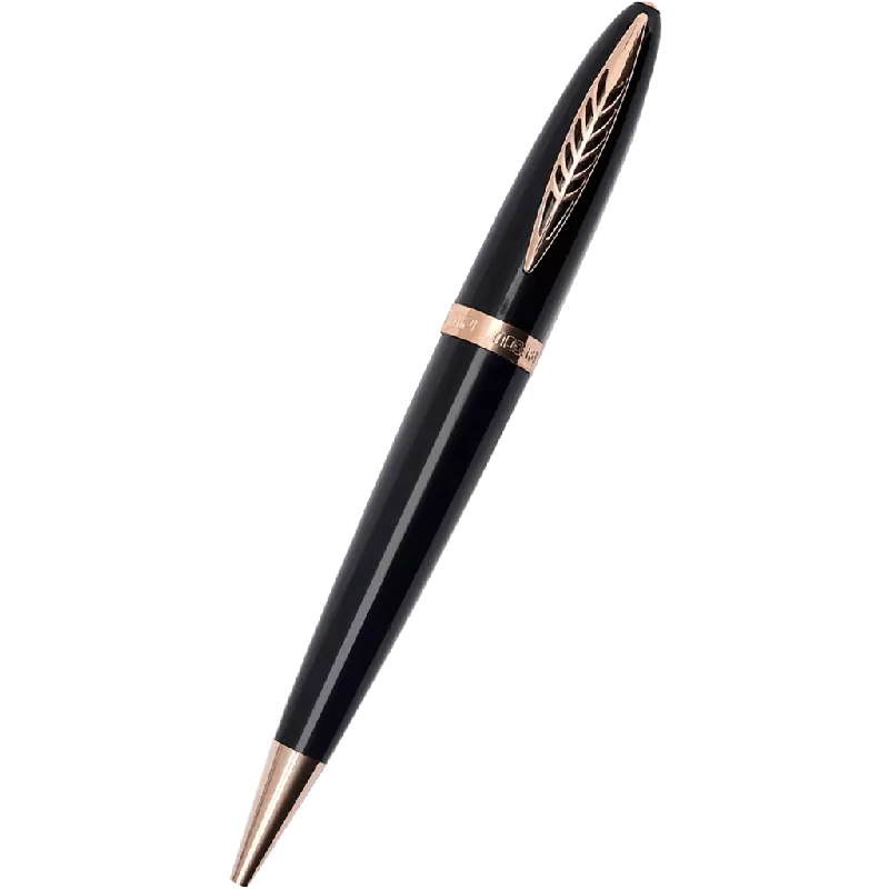 Bargain Pineider Modern Times Ballpoint Pen - Black - Rose Gold Trim