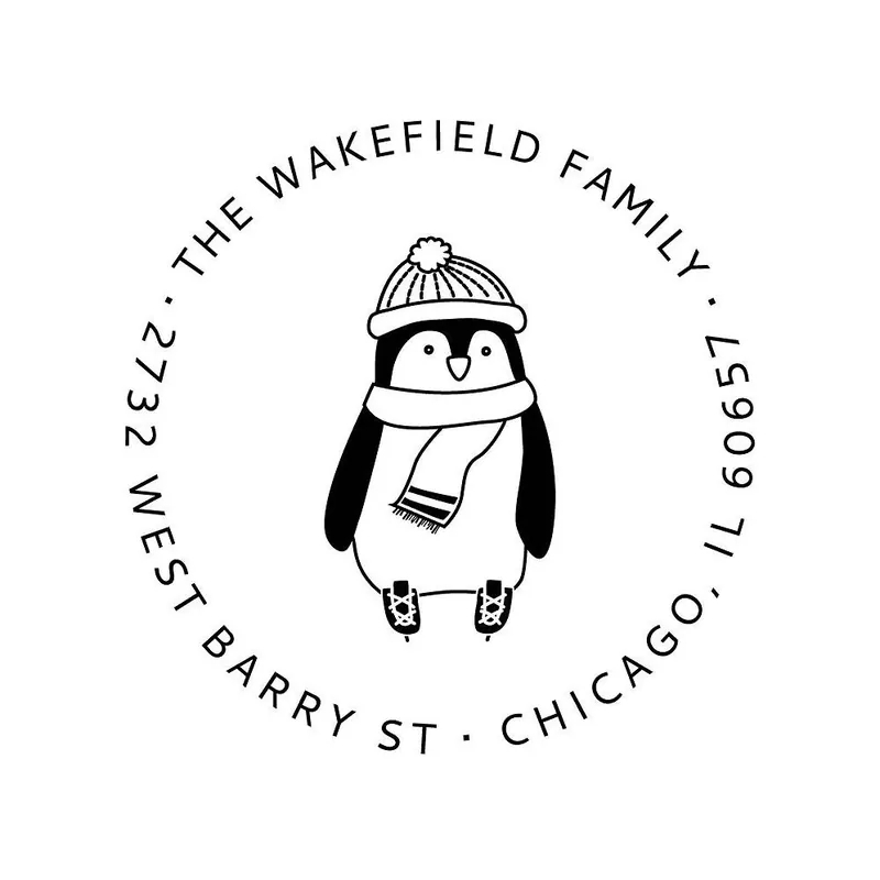 Trusted Brand Skating Penguin Custom Stamp