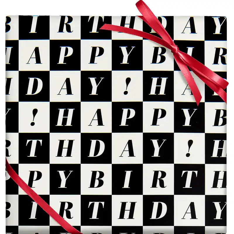 Checker Birthday Continuous Roll Wrap Direct From Manufacturer