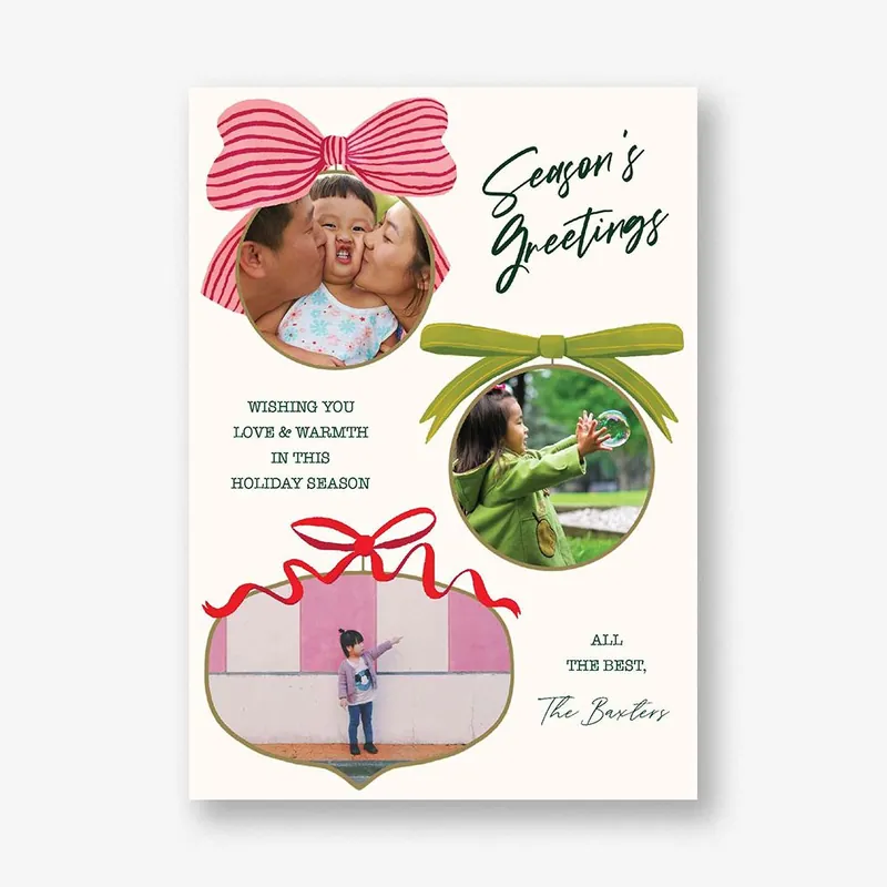 Bows and Baubles Holiday Photo Card Special Offer