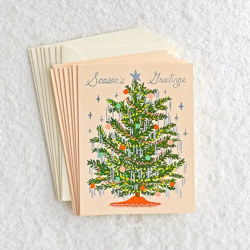 Deal Glitzy Tree Holiday Card Set