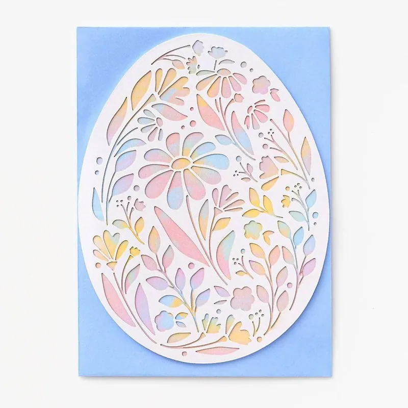 Laser Cut Gradient Egg Easter Card Next Day Delivery