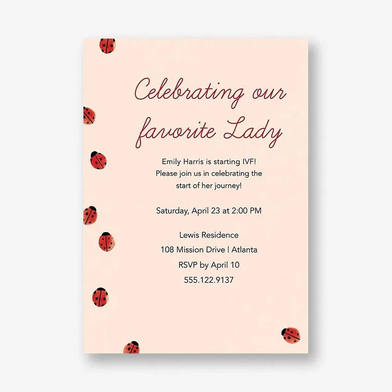 Ladybug IVF Celebration Invitation Discount