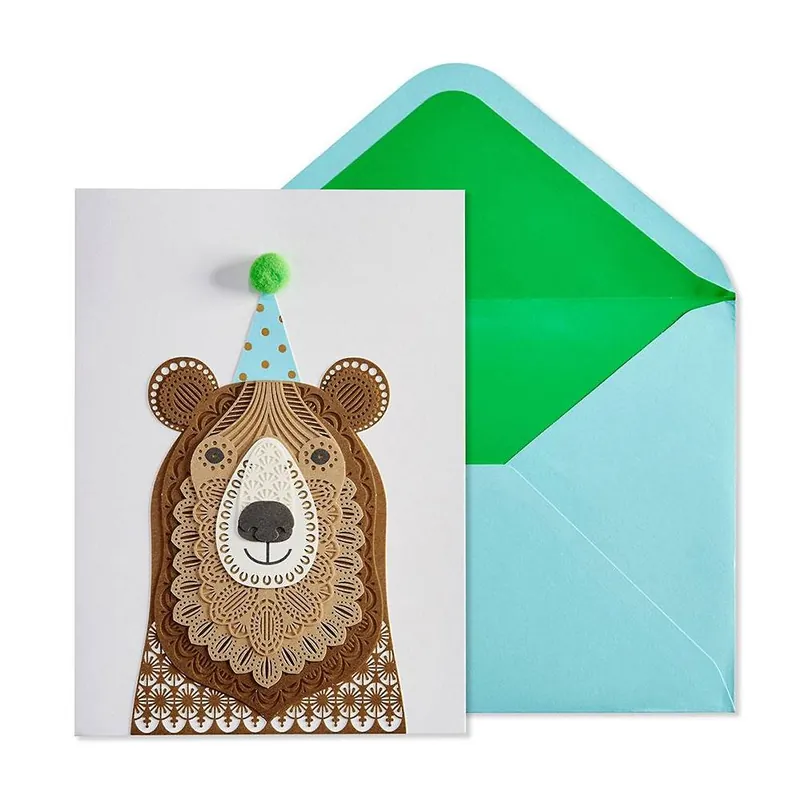 Laser Cut Bear Birthday Card Viral