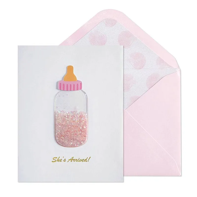 Fresh Stock Pink Bottle Baby Card