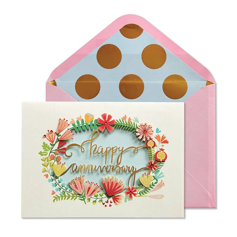 Top Rated Laser Cut Floral Wreath Anniversary Card