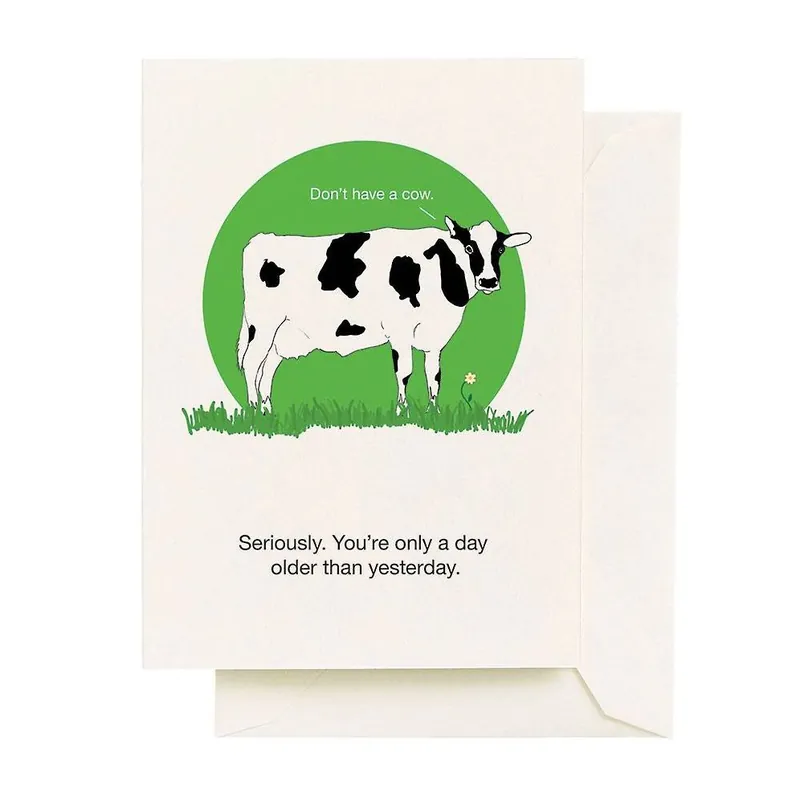Bargain Day Older Cow Birthday Card