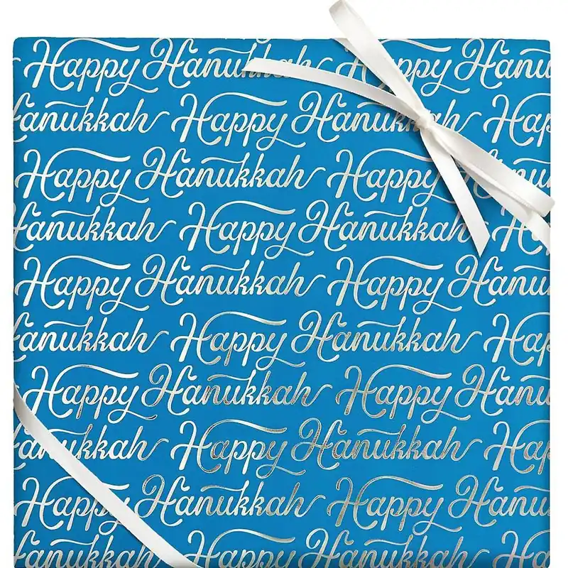 Special Offer Happy Hanukkah Script Stone Paper Roll Wrap
