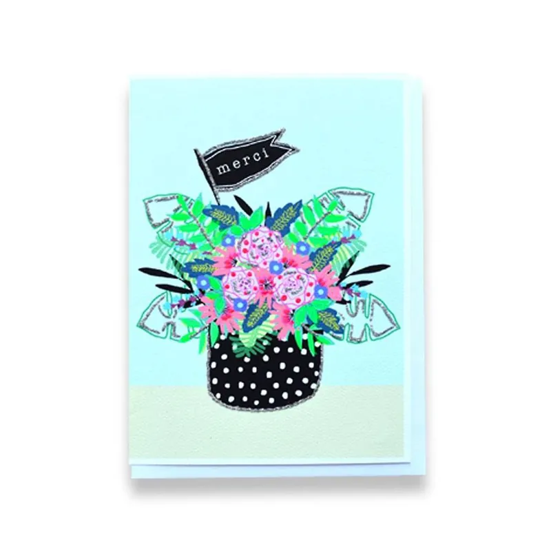 Glitter Merci Bouquet Thank You Card Clearance