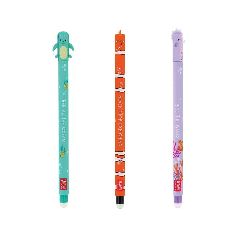 Exclusive Legami Set Of 3 Erasable Gel Pens - Under The Sea - Sea Turtle + Clownfish + Seaho