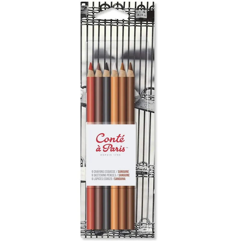 Conté à Paris Sketching Pencil Set of 6 Sanguine Luxury
