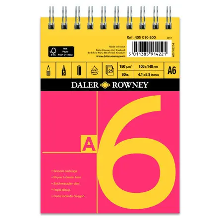 Deal Daler-Rowney Red & Yellow Spiral Pad A6