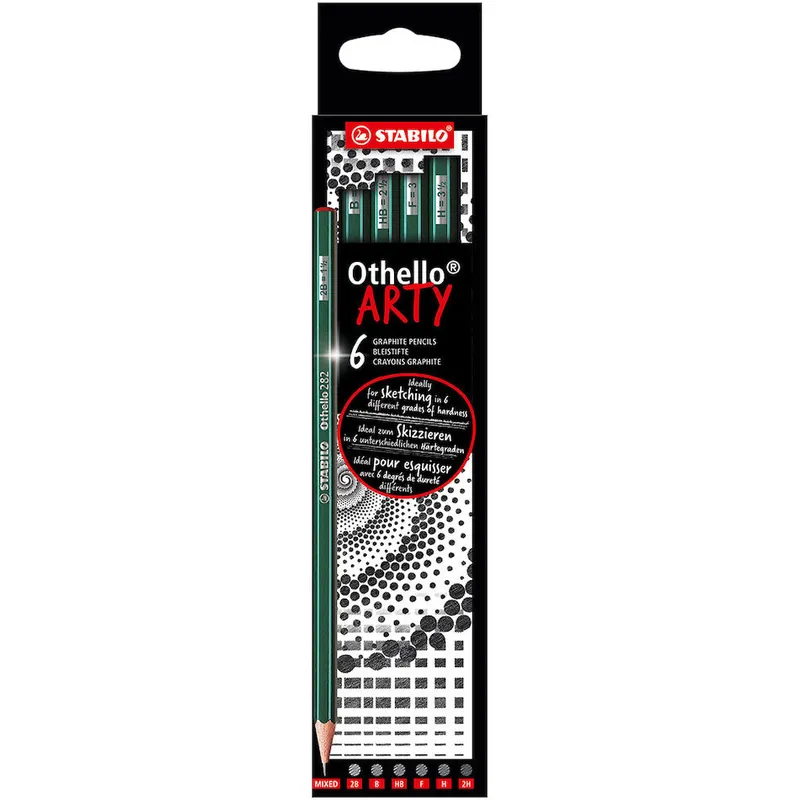 Free Shipping STABILO ARTY Othello Graphite Pencil Wallet of 6 Assorted