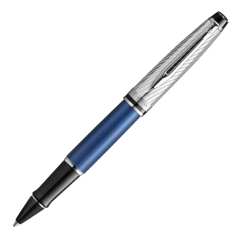 Waterman Expert Deluxe Rollerball Pen Metal & Blue Lacquer with Palladium Trim Special Discount