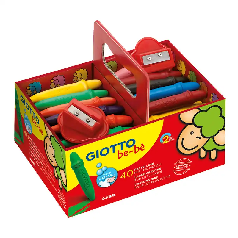 Giotto be-bè Large Crayons With 2 Sharpeners Set of 40 Free Shipping